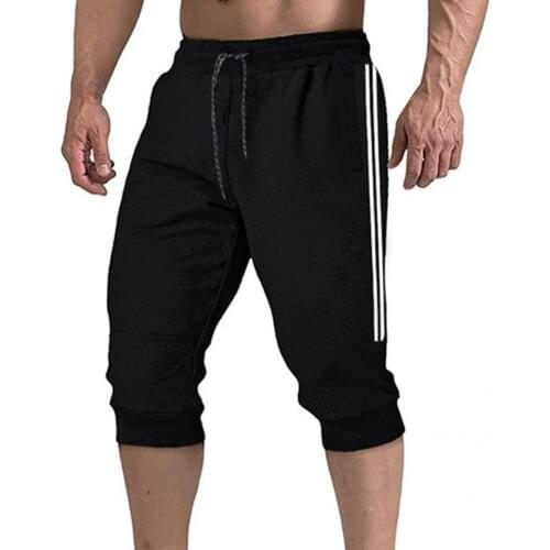 Soft Simple Elastic Waist Drawstring Shorts Sweatpants Cropped Trousers Pockets for Jogger
