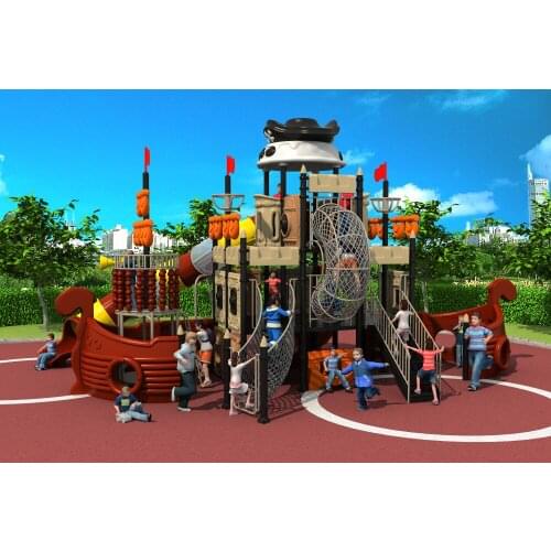 Standard exported outdoor plastic playground equipment park slide pirates ship play structrue YLW-OUT171078