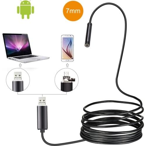 7mm Lens 1M 2M 5M Cable Android OTG USB Endoscope Camera Flexible Snake USB Pipe Inspection Smartphone Borescope Camera