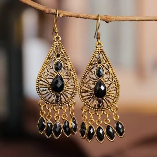 Vintage Boho India Ethnic Water Drop Alloy Beads Dangle Earrings For Women Female 2020 Wedding Fashion Jewelry Accessories