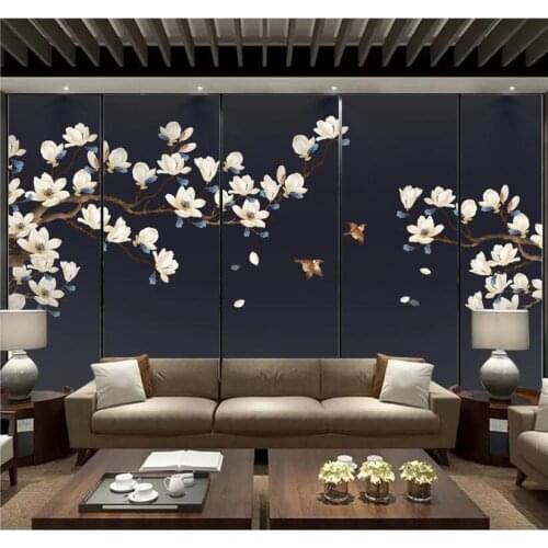 WDBH Custom photo 3d wallpaper Chinese retro hand-painted flowers and birds magnolia decor living room wallpaper for walls 3 d