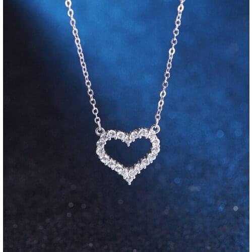 YSH New 100% 925 Sterling Silver Zircon Heart-shaped Pendants Necklaces 2020 Women DIY Jewelry Valentine Day Gifts Free Shipping