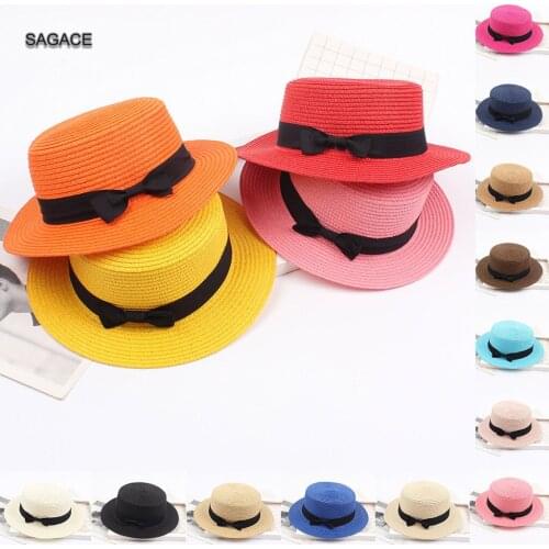 SAGACE Summer Sun Hat for Women Hawaiian Straw Hat Ladies Simple Casual Wide Brim Fashion Straw Cap UV Protection Beach Cap A310