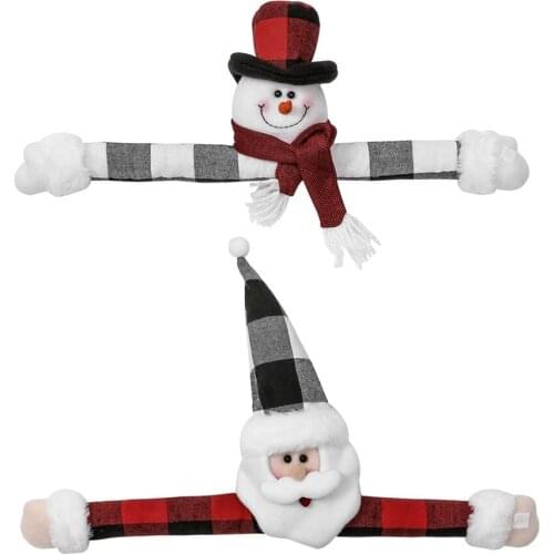 1PC Christmas Plaid Curtain Buckle Santa Snowman Curtain Tiebacks Tie Rope Christmas Decor Curtain Buckle Bandage 2021