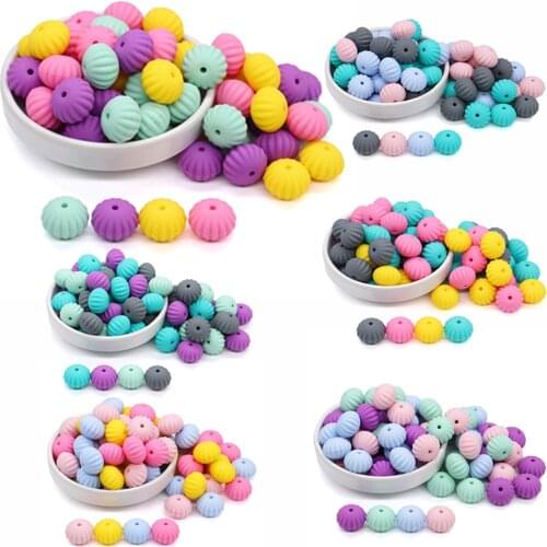 10pcs Colorful Beads Pumpkin Shape Beads For Baby Silicone Beads Mommy Handmaking DIY Jewelry Silicone Beads More Colorful Beads