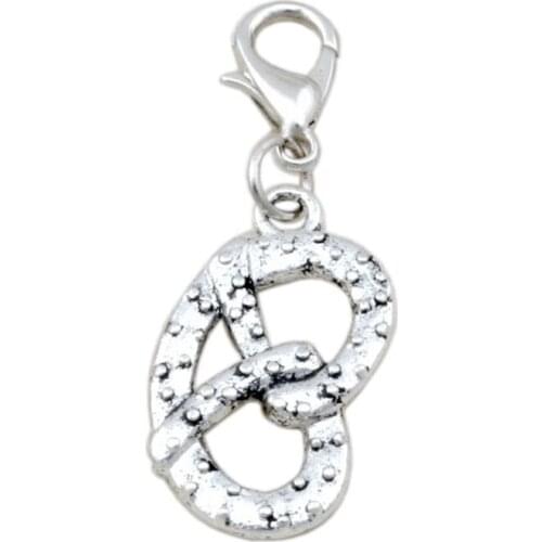 100pcs Zinc Alloy Philadelphia Soft Pretzel Food Charm With lobster clasp Fit Charm Bracelets DIY Jewelry A-101b