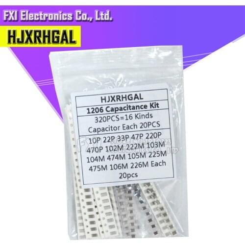 16values*20pcs=320pcs 1206 SMD Capacitor assorted kit 10pF-475M component diy samples kit new and original
