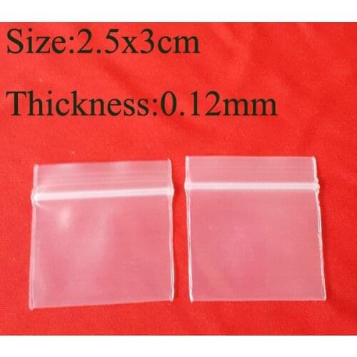 2.5x3cm 1''x1.2'super small Red PE Ziplock Reclosable Plastic Poly Clear Bag custom mini 0.12mm thick plastic bag 1000pcs/Lot