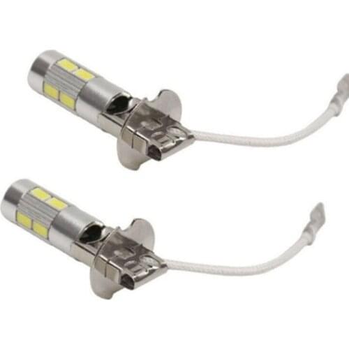 2PCS H3 LED Yellow 5630 10SMD 12V H3 LED Bulb Fog Light Auto Lamp Day Running Light