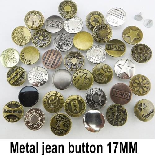 50PCS 17MM MIXED Metal Jeans Button Sewing Clothes Accessories Garment Buttons Decoration JMB-079