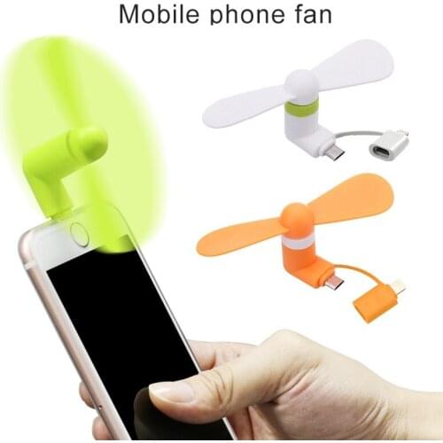 6 Color 2 In 1 Mobile Phone Fan Micro USB Adapter Fan For Samsung HTC Android OTG Phone For Xiaomi Huawei Andriod Phones