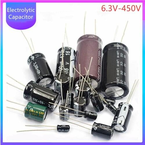 In-line Aluminum Electrolytic Capacitor Element 10V 16V 25V 400V 450V High Frequency Low ESR Super Capacitores 10UF 220UF 3300UF