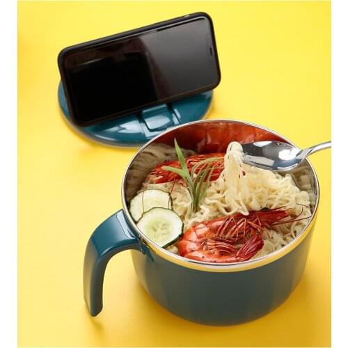 Big Size Instant Noodle Bowl Stainless Steel Bowl Portable Soup with Lid Chic Gift Cutlery Tableware Container