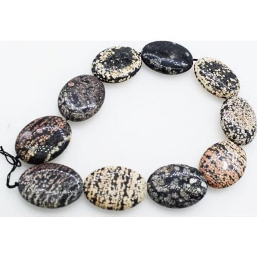 Big size loose beads snow agate flat oval / drop for DIY jewelry making necklace FPPJ wholesale beads nature