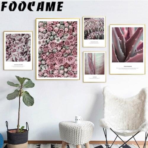 Flower Rose Botanical Pink Retro Leaf Modern Art Poster Nordic Style Canvas Print Wall Painting Decoration Picture Home Decor