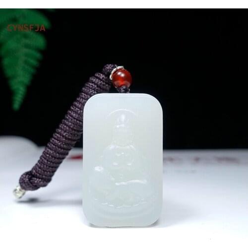 CYNSFJA New Real Certified Natural Hetian Jade Nephrite Mens Lucky Amulets Guanyin Pendant Necklace High Quality Best Gifts