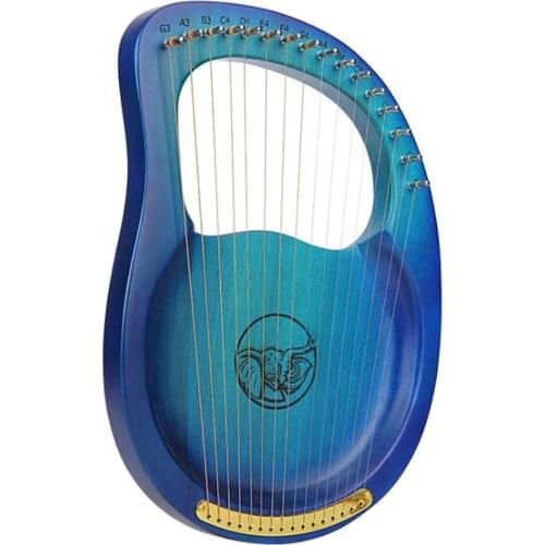 Harp 16-String Concert Harp Mahogany Body Elephant Pattern Harp Musical Instrument for Beginner Kids
