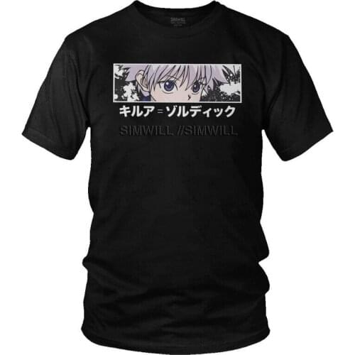 HXH Killua Zoldyck T Shirt Men 100% Cotton Printing Anime Manga T-shirt Graphic Tshirt Short Sleeve Hunter x Hunter Tees Tops