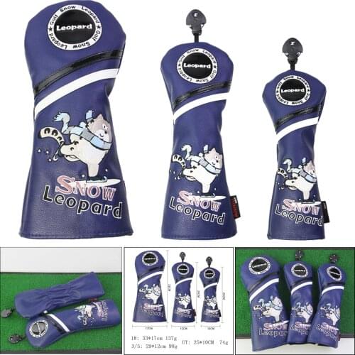 PU Leather Golf Wood Head Cover w/ No.1 3 5 UT Driver Woods 400cc Head Cover Utility Drivers Golf Club Head Cover Golfer Gift