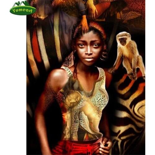 Paint With Diamond Painting Americans African Boy and Monkey square Rhinestone,Stitch Cross Diamond Embroidery Hobbies and Craft