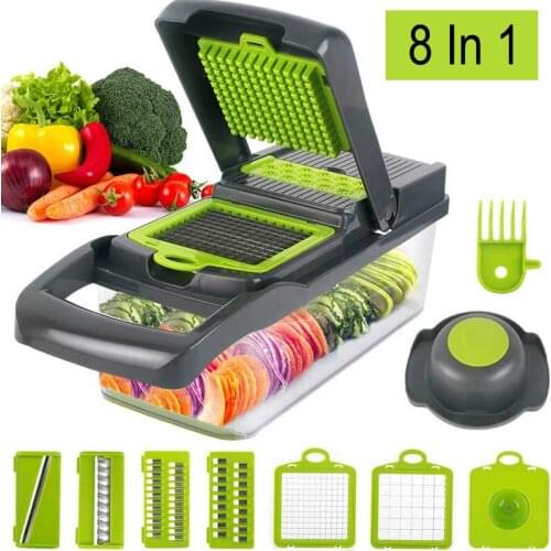 Kitchen Multifunctional Vegetable Cutter Fruit Slicer Grater Shredders Drain Basket Slicers 8 In 1 Gadgets Kitchen Accessories
