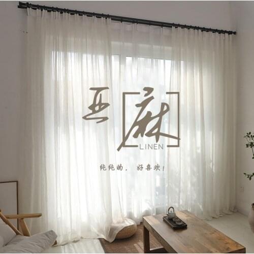 Hot Ins Brand Cotton Linen Screen Curtains Japan Solid Vintage Semi-blackout Cortinas Window Treatment for Living Room Bedroom