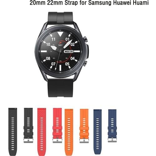 20mm 22mm Soft Silicone Watch Strap Band for Samsung Galaxy S3 Watch Active band for Galaxy Watch 46mm for Huami Watch GT