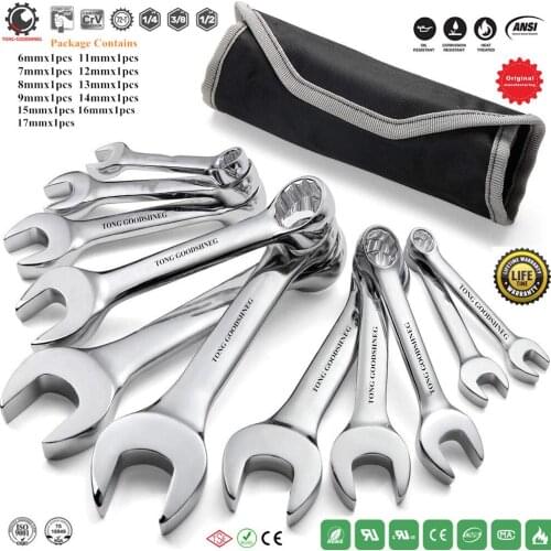 Stubby Combination Wrench Set,12-Point,Chrome Vanadium Steel Construction,Adjustable Wrenches Box Wrenches Power Hand Tools