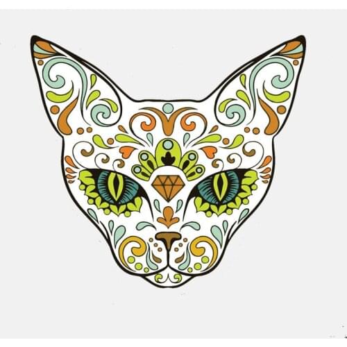 Lovely Sugar Skull Cat Day of The Dead Car Sticker KK Vinyl Decorative Motorcycle Decals Auto Accessories PVC 11.9cm X 12.9cm