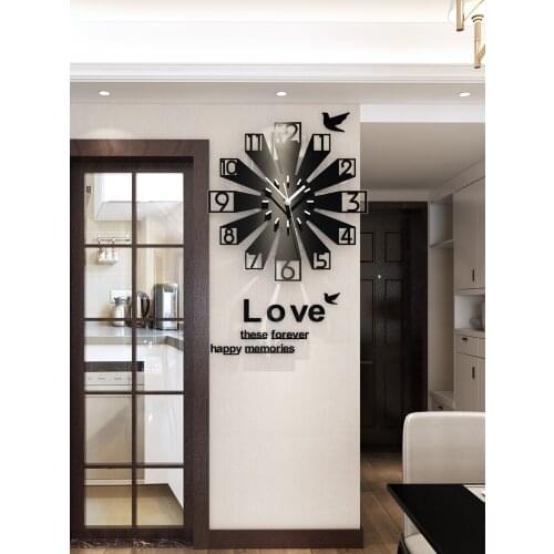 Nordic Fashion Wall Clock Wood Large 3D Living Room Bedroom Clocks Wall Watch Creative Wall Clock Modern Design Home Decor