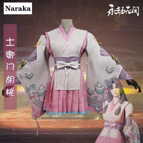 2021 New Athletics Game Naraka Bladepoint HUTAO Cosplay Costumes Halloween Women Kimono Anime Maid Skirt Top Girdle Accessorie