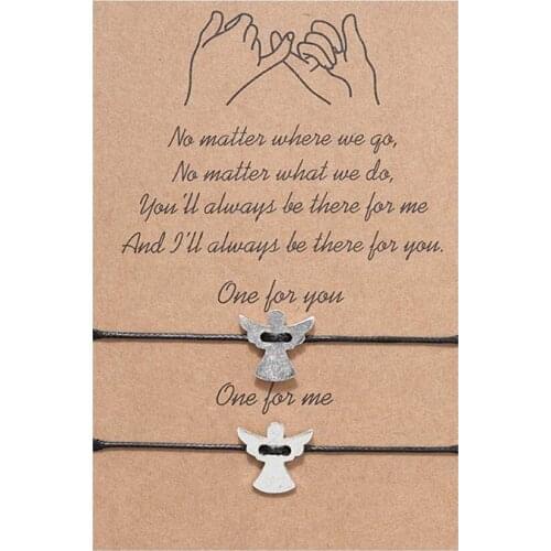 New Card Bracelet European Creative Personality Alloy Angel Adjustable Woven Bracelet Couple Friendship Bracelet Jewelry