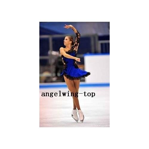 Figure skating clothes blue ice skating competition dresses women ice skating clothes custom girls dance dress free shipping
