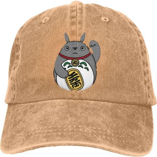 Adjustable Solid Color Baseball Cap Lucky Forest Spirit, Luck Cat Washed Cotton Totoro Anime Manga Miyazaki Sports Woman Hat