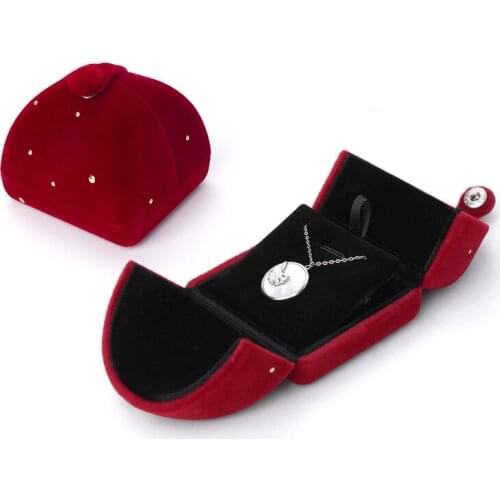 Retro Red Velet Pendents Display Storage Jewelry Box Built-in Black Card Slot For Women Jewellery Earrings Wedding Rings Holder