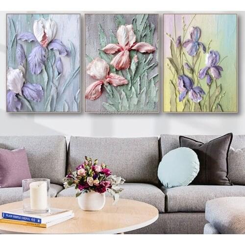 Hand Painted Painting Artificial Thick Oil Scandinavian Flower Oil Painting Abstract Handmade Canvas Paintings For Home Decor