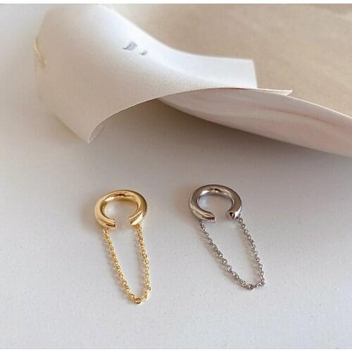 WTLTC Steampunk Chain Tassel Ear Cuff Earrings for Women 1Pcs Link No Piercing Earrings Metal Band Chains Clip Earrings Femme