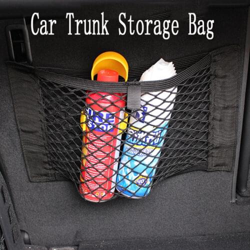 Car Back Rear Mesh Trunk Seat Elastic String Net Magic Sticker Universal Storage Bag Pocket Cage Auto Organizer Seat Back Bag