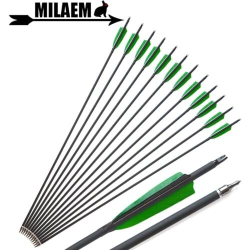 6/12/24pcs 31.5inch Archery Mix Carbon Arrow Spine 500 OD7.8mm ID6.2mm 100Gr Point Tip 4inch Turkey Feather Shooting Accessories