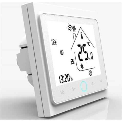 Air Conditioner Thermostat 4-Pipe Three Wind Speed White /Black Room Temperature Controller LCD Touch Screen PC Shell Thermostat