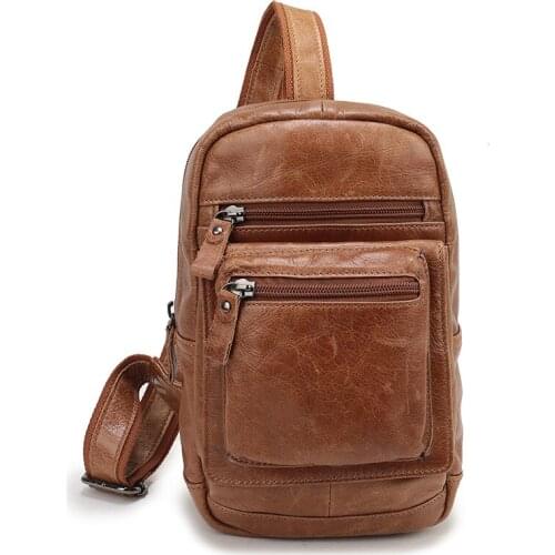 Famous design chest Pocket mens bag Mens casual leather chest bag First layer cowhide Leather messenger bag mens shoulder bag