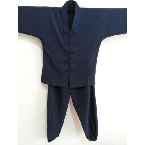 High Quality Taoist Robe Taoists Clothing Monk Shirt + Pants Tai chi Clothing Performance Clothing Dark Blue Buddhist Tops Suits