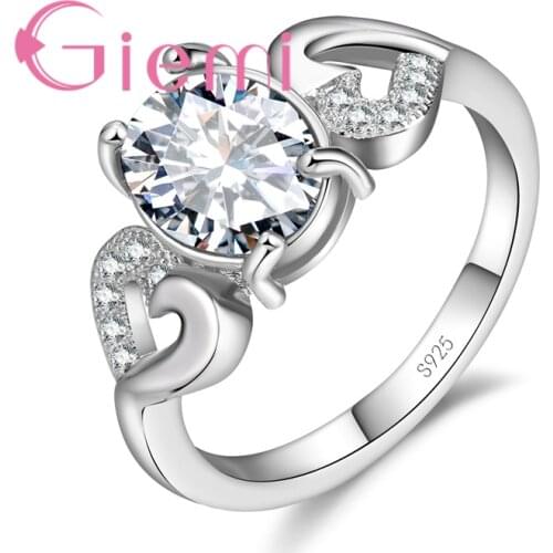 CIEMI Romantic Heart Shape Curve Rings For Women Silver Jewelry Gifts For Ladiea Girls Female Partner Fevirate Accessories