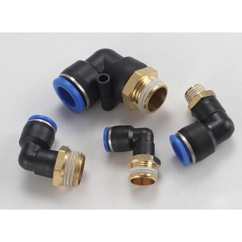 1 pcs PL series pneumatic fitting externally threaded L-shaped air quick connector coupling adapter