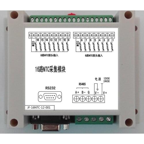 16-way NTC Temperature Module Supports Modbus-RTU Thermal Resistance Temperature Measurement 485 232
