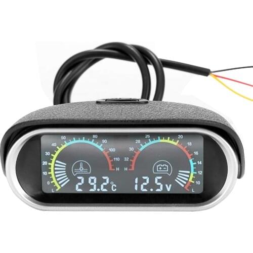 2 in 1 Universal 12.0V/24V LCD Liquid Crystal Car Digital Horizontal Gauge Oil Fuel Voltage Gauges Meter Voltmeter