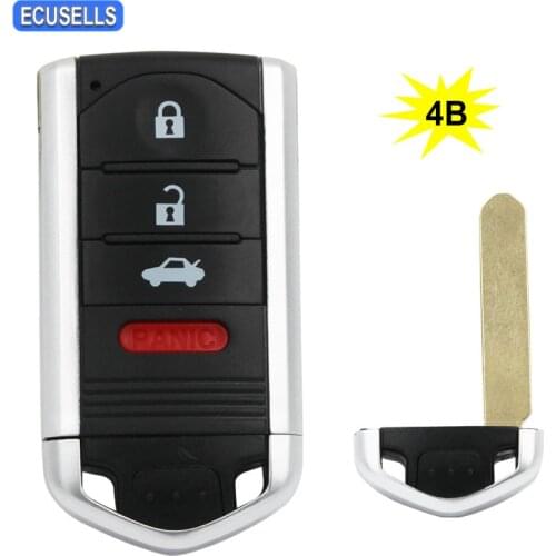 3+1 Button Keyless Entry 4 Button Remote Key Shell Case Smart Car Key Housing Fob for Acura TL ZDX RDX ILX + Uncut Insert Key