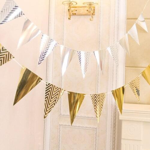 3M Rose Gold Gilding Garlands Birthday Bunting Banners Pennant Baby Shower Wedding Garland Flags Happy Birthday Bunting Garland