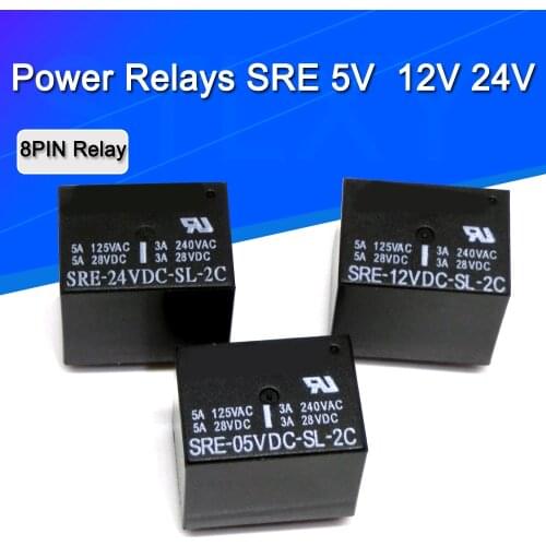 5PCS/Lot Power Relays SRE-05VDC-SL-2C SRE-12VDC-SL-2C SRE-24VDC-SL-2C 5V 12V 24V 3A 240V 8PIN Relay Wholesale Price