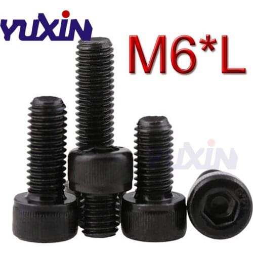 50Pcs/Lot Metric Thread M6*L(=6/8/10/12/14-70mm) Alloy Steel Grade 12.9 DIN912 Hex Socket Cap Model Toy Car Screws